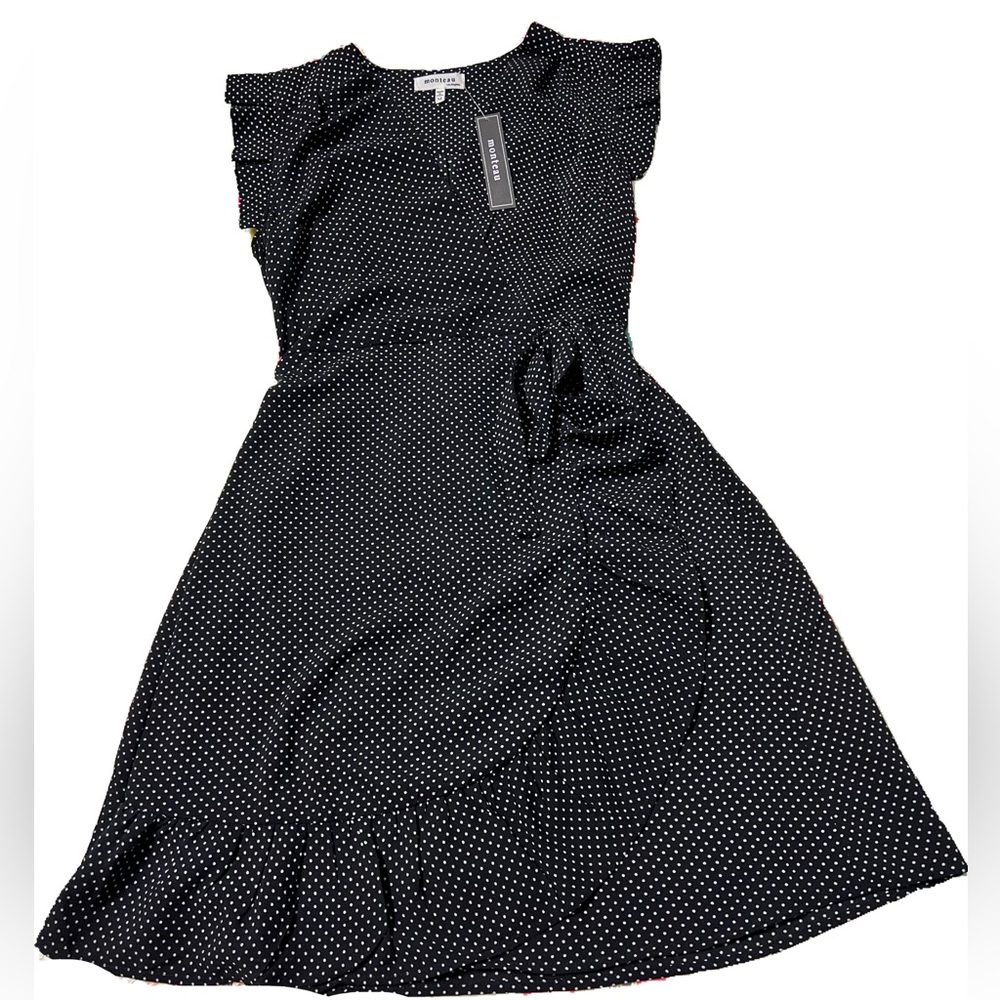 NWT Monteau Ruffle Faux Wrap Dress